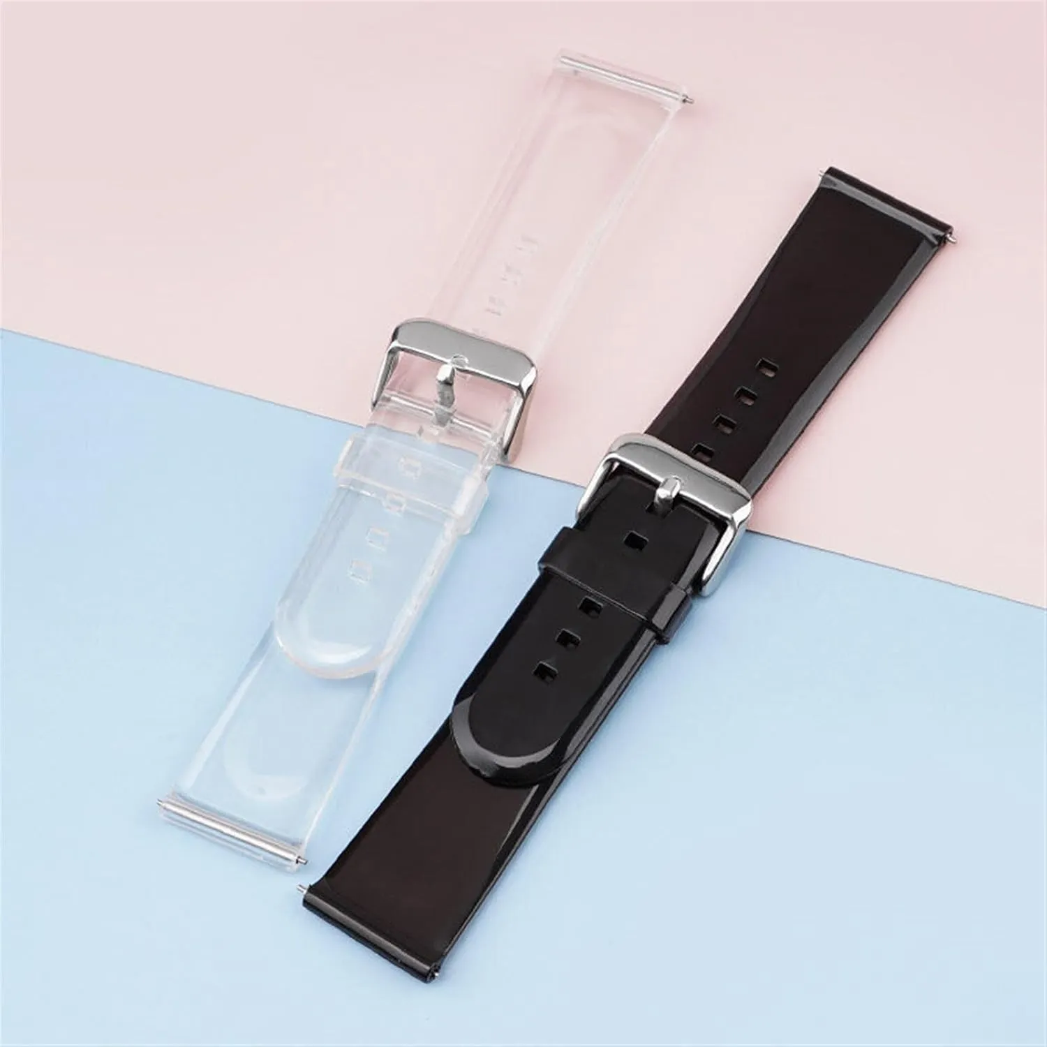 20mm 22mm Suitable For Smart Watch Or Traditional Watch Fashion Quick Release Silicone Strap Transparent Resin Strap Soft Flat Interface Unisex slacken quote Strap 