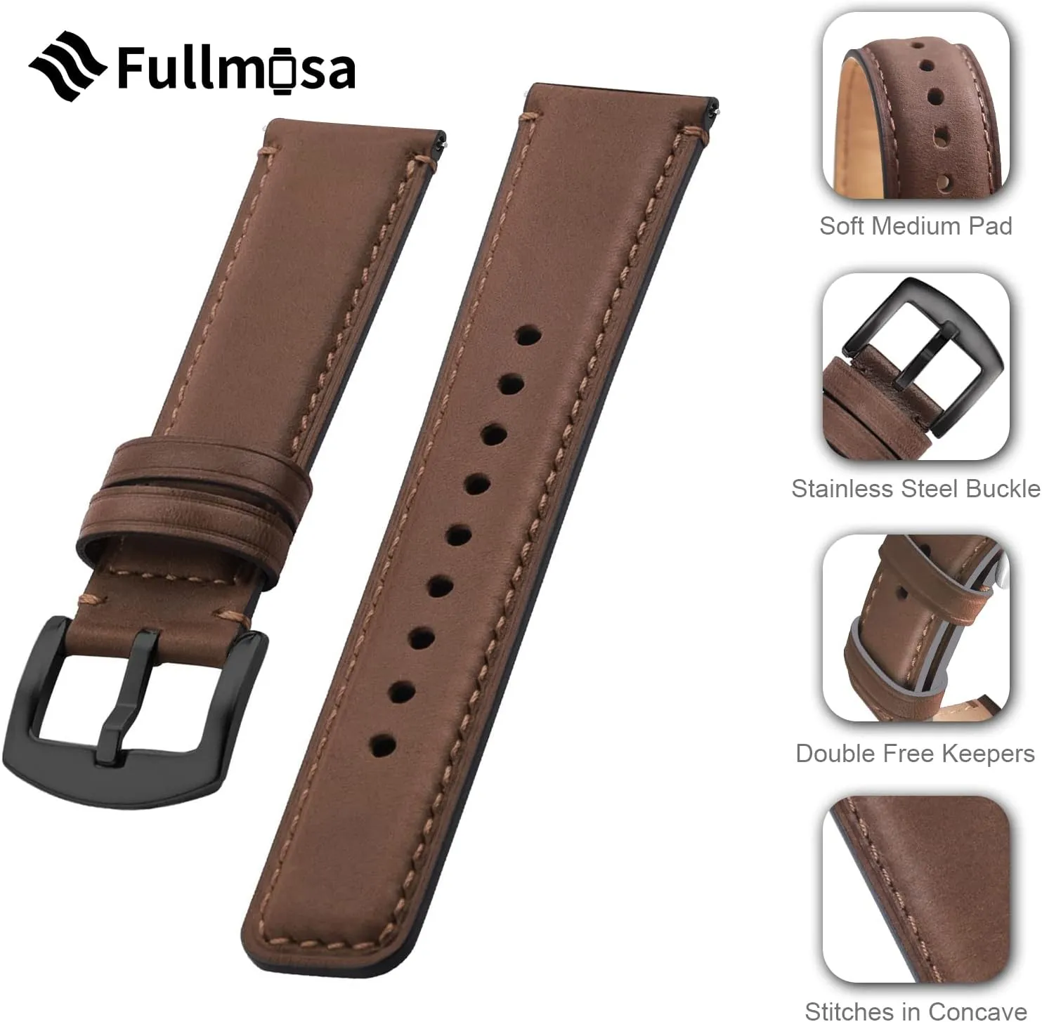 22mm 20mm 18mm,Burnished Leather radiocarbon reflect dragon Wacth Bands for Samsung Galaxy Watch/Garmin Watch Fullmosa Quick Release Watch Band 