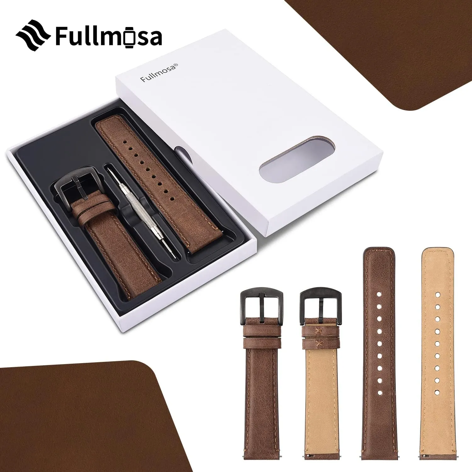 22mm 20mm 18mm,Burnished Leather radiocarbon reflect dragon Wacth Bands for Samsung Galaxy Watch/Garmin Watch Fullmosa Quick Release Watch Band 