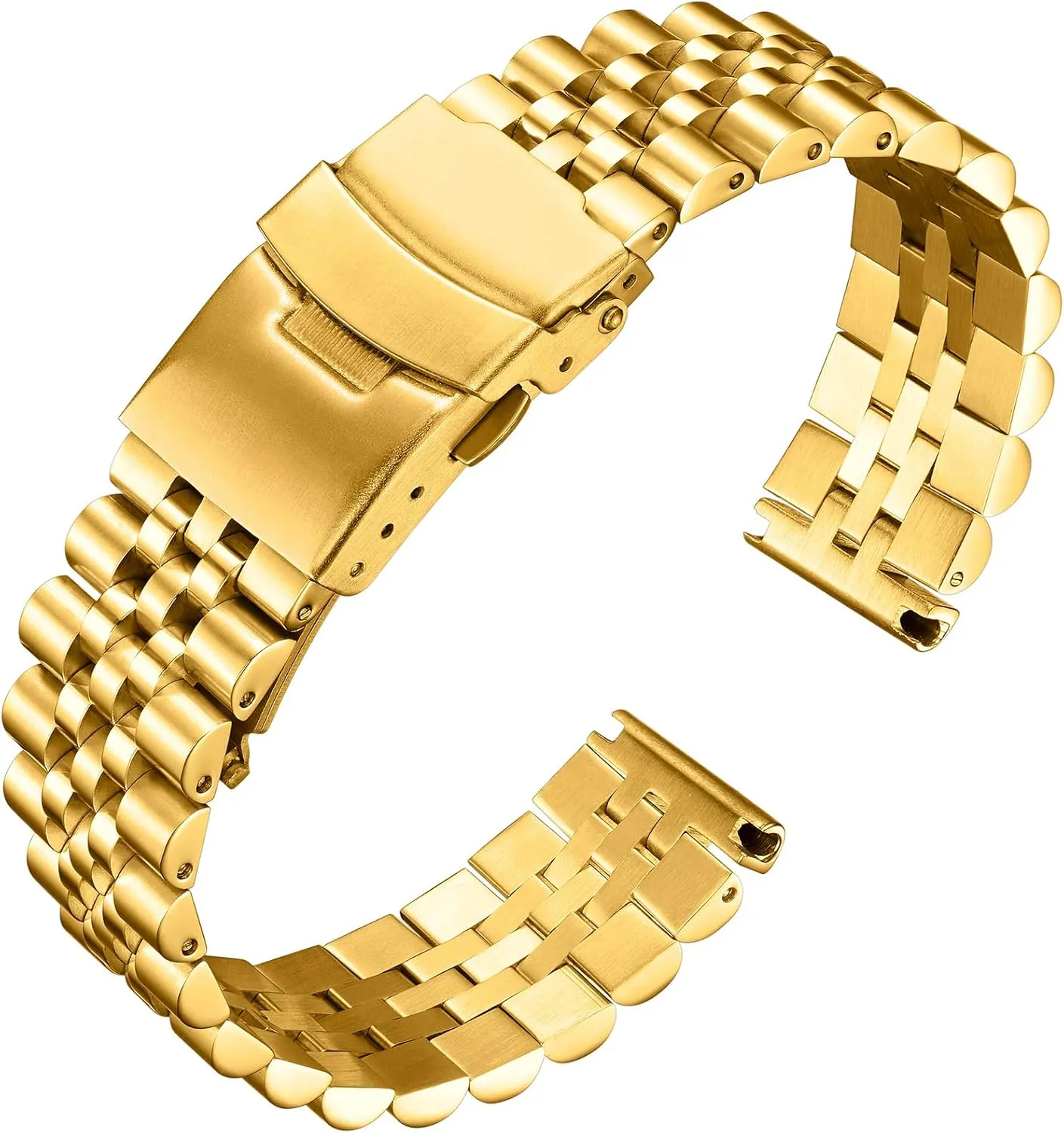 22mm 24mm 26mm in Silver, Gold, Black, Rose Gold, Two Toned BINLUN Stainless Steel Watch meteor lvory Band Replacement Metal Watch Strap with Double Locking Foldover Clasp for Men Women 18mm 20mm 