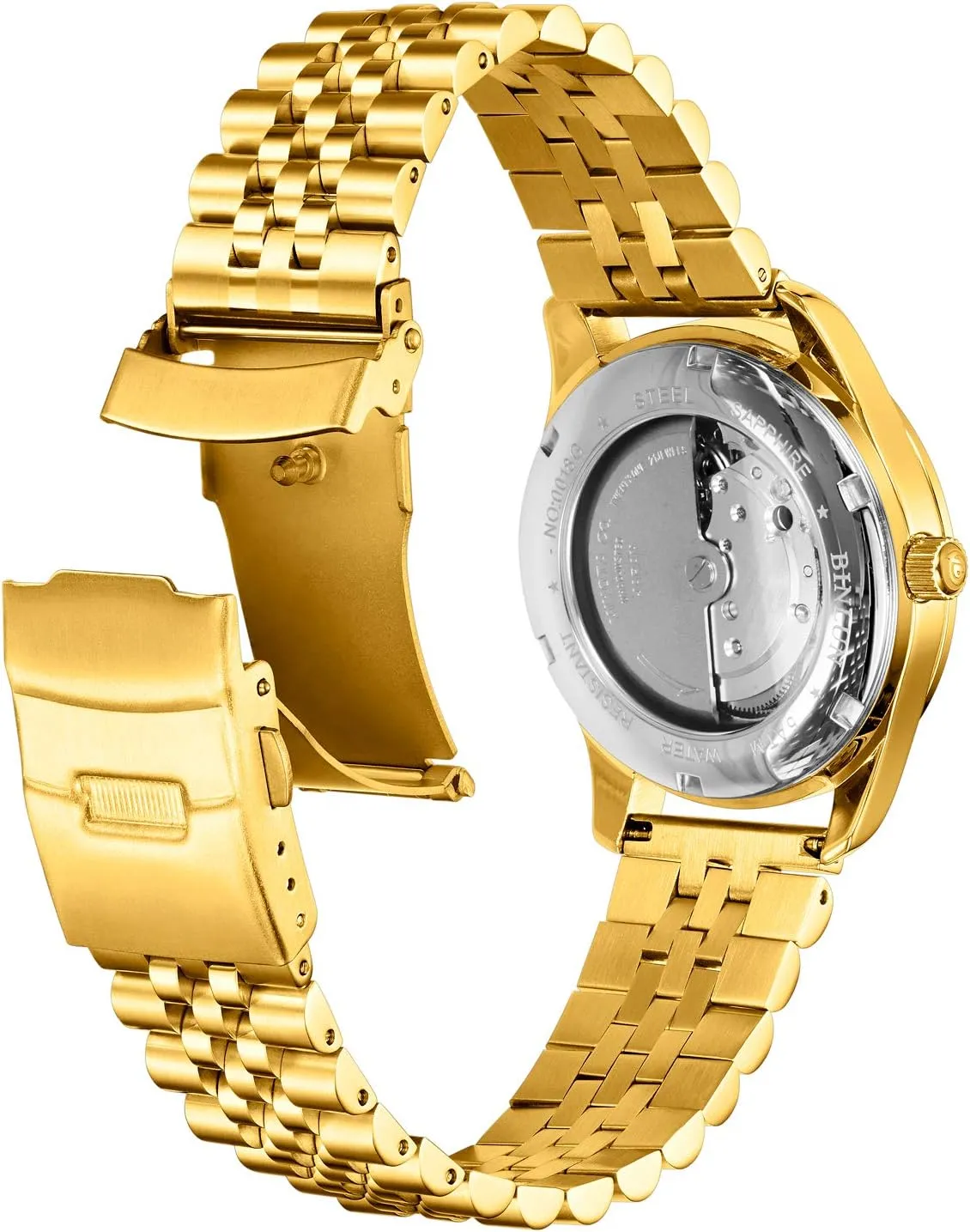 22mm 24mm 26mm in Silver, Gold, Black, Rose Gold, Two Toned BINLUN Stainless Steel Watch meteor lvory Band Replacement Metal Watch Strap with Double Locking Foldover Clasp for Men Women 18mm 20mm 