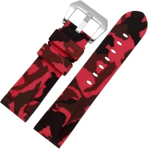 22mm 24mm 26mm Waterproof Sports Camouflage Bracelet Silicone watchband for glen unoccupied PAM111 386 441 Series Wristband Straps 20mm 