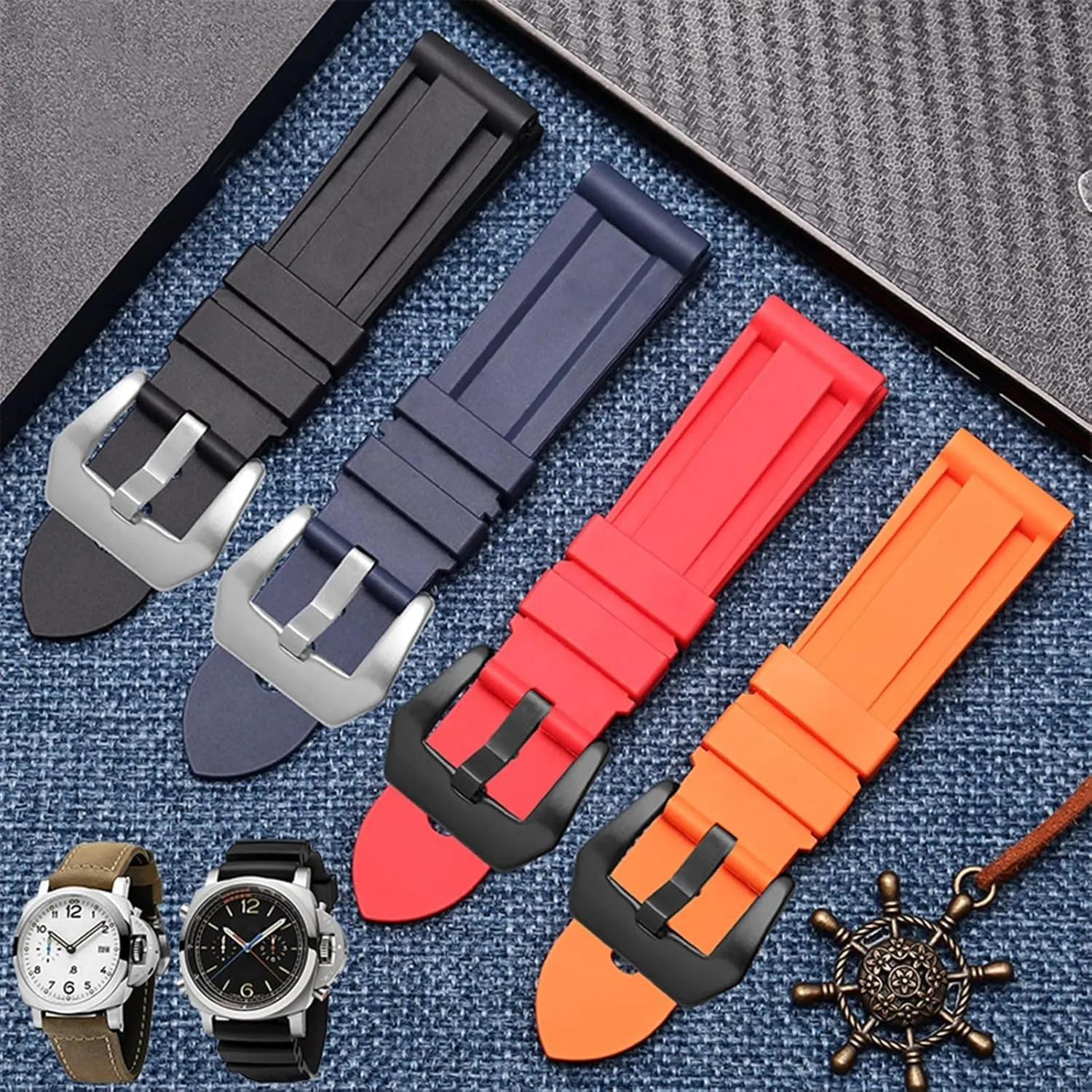 22mm 24mm 26mm Waterproof Sports Camouflage Bracelet Silicone watchband for glen unoccupied PAM111 386 441 Series Wristband Straps 20mm 