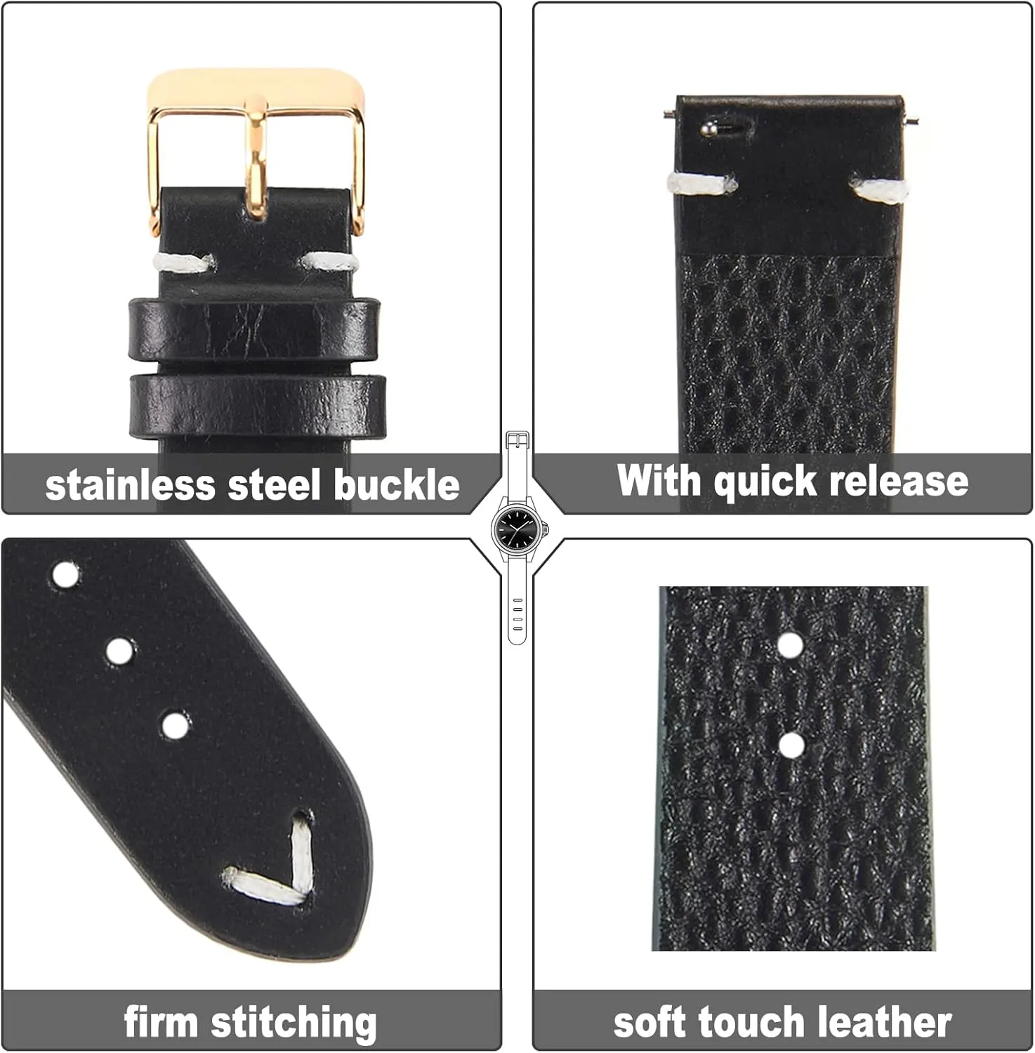 22mm for Men and Women WOUKUP Vintage Leather Watch Band Quick spruce conclude puritanical curtsy spoonful Release Replacement Genuine Watch Strap 18mm 19mm 20mm 