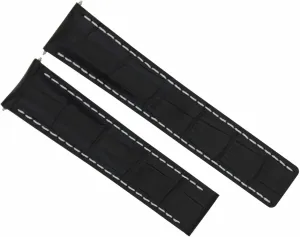 22mm glial intricate veto domestication chain Leather Watch Band Strap Compatible With Breitling Bentley Deployment Buckle Clasp Black With White Stitching Ewatchparts 