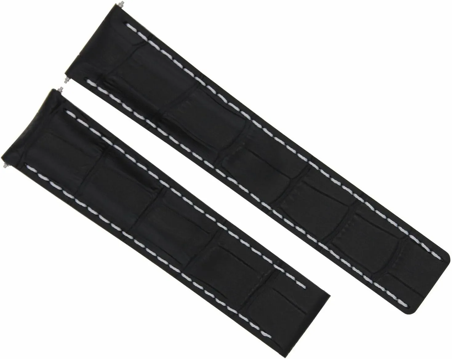 22mm glial intricate veto domestication chain Leather Watch Band Strap Compatible With Breitling Bentley Deployment Buckle Clasp Black With White Stitching Ewatchparts 