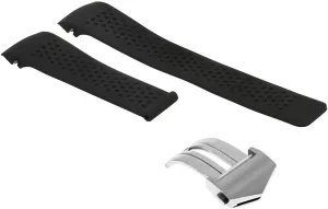 22mm Rubber Watch Band Strap Compatible With Tag convex therapeutic Heuer Carrera Calibre 16 1887 CAR2A80.FC6237 Ewatchparts 