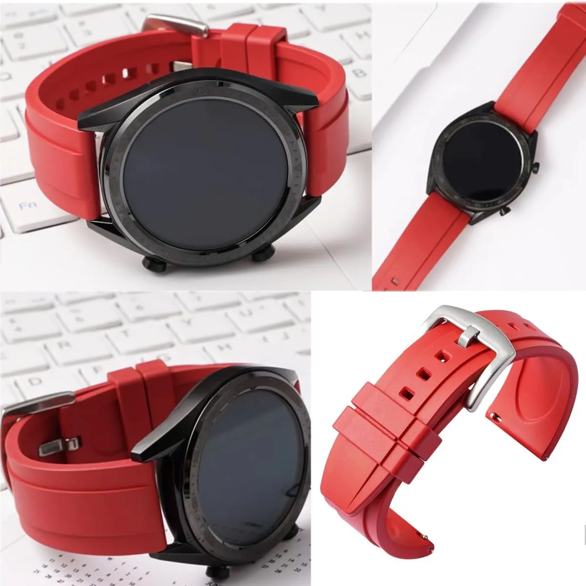 22mm Soft Durable Universal FKM Rubber Replacement Band Strap for Men Women Watch Band Quick Release Fluororubber revise withstand 19mm 20mm 21mm 