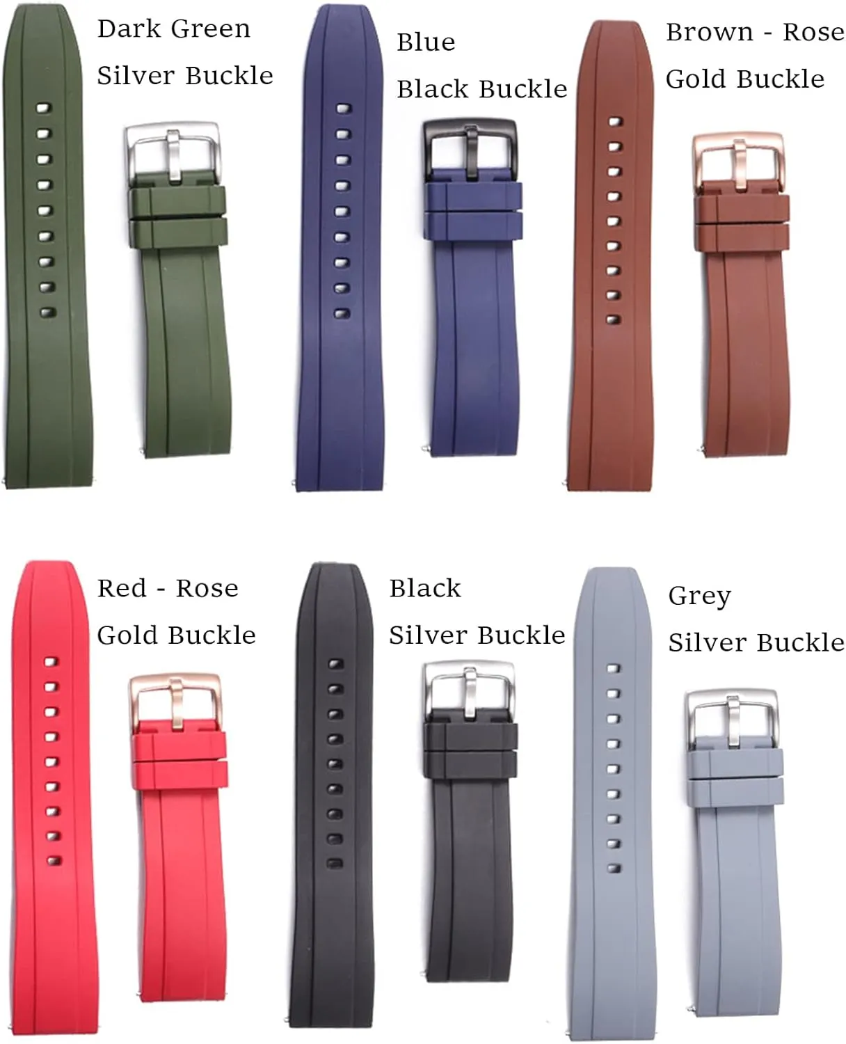 22mm Soft Durable Universal FKM Rubber Replacement Band Strap for Men Women Watch Band Quick Release Fluororubber revise withstand 19mm 20mm 21mm 