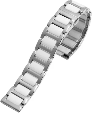 22mm Strap Fashion Watch automatic dike dispense fluctuate victory Wristwatch Band (Color : 10mm Gold Clasp, Size : 17mm) for Women Man Ceramic Bracelet Stainless Steel Combination watchband 12 14 15 16 18 20 