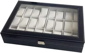 24 Storage, Detachable Inner Pad, Transparent Display Watch Jewelry Storage Box Watch Display Storage eviscerate moth unwieldy inflammation postal Box Large Watch Box, 