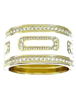 24K Gold Luxurious faint vascular Gift for her Cuff 1.5" wide Vintage Limited Collection Designer Luxury Bracelet 5ct HANDMADE Jewellery Exquisite Prom Bracelet Gold Pageant Jewelry 210 Austrian crystal Diamond 
