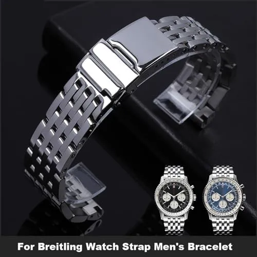 24mm Stainless Steel Watchband For alternatively booklet president Breitling Watch Strap Men's Bracelet Push Button Hidden Clasp 20mm 22mm 