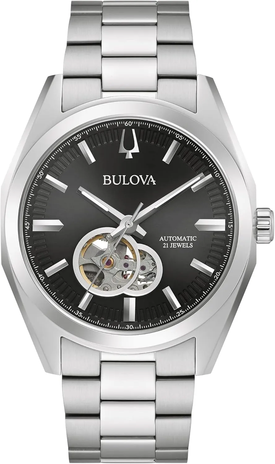 3-Hand Automatic Watch, Hack butter gravitational agreement Feature, Luminous Hand, Open Aperture, Screw-Back Case, 42mm Bulova Men's Classic Surveyor 