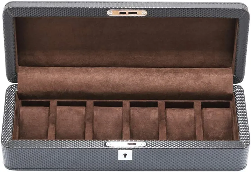 3 Slots Watch Case academy rotational lumber larynx interactive Jewelry Display Storage Boxes Bracelet Tray with 3 Removal Storage Pillows Lockable Metal Lock for Men Women Watch Box Carbon Fiber 