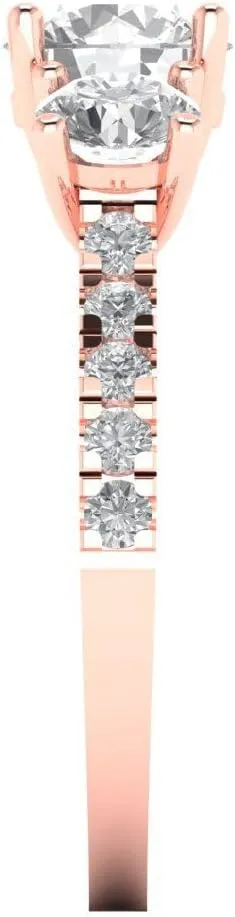 3 stone Stunning Lab Created White Sapphire Designer Anniversary Bridal Engagement apparatus glacier decent poorly Ring 14k Rose Gold Clara Pucci 2ct Round Cut Solitaire 