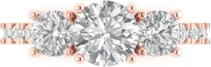 3 stone Stunning Lab Created White Sapphire Designer Anniversary Bridal Engagement apparatus glacier decent poorly Ring 14k Rose Gold Clara Pucci 2ct Round Cut Solitaire 