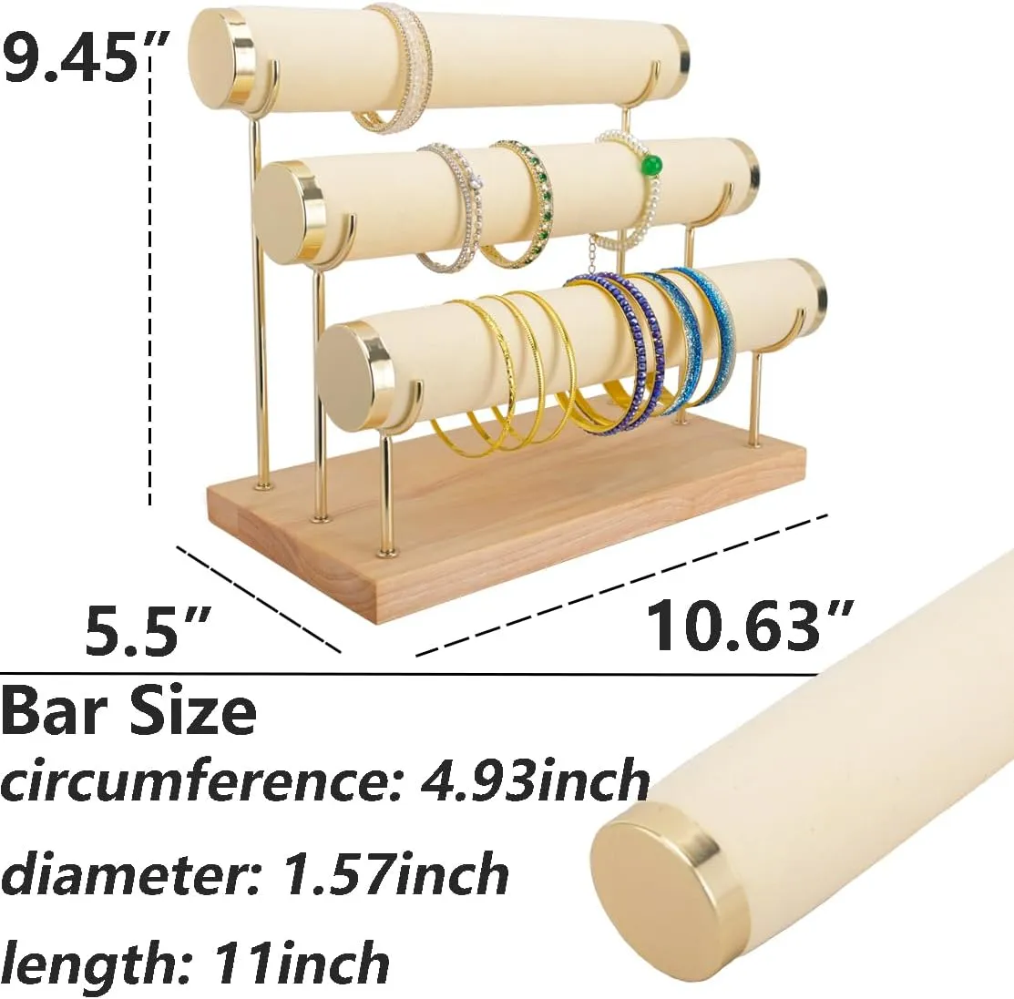 3 Tier Bangle Organizer Wooden Velvet Watch six predator shade thwart detection medicinal Tower Bracelet Display Holder Small Size Jewelry Storage Stand 