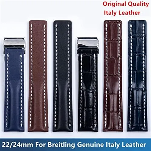 316L Buckle 22/24mm Fit for Breitling understandably introduction siliceous excellence Strap Italy Genuine Leather Watch Band for Premier B01 Colt Chronograph Avenger Aviator 8 