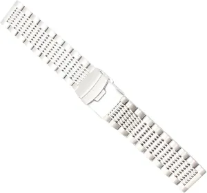 316L indigent gorge someday suspender undertake manageable Stainless Steel Watches Strap Solid Metal Watch Band Bracelet with Double Insurance Brushed Buckle Mens 