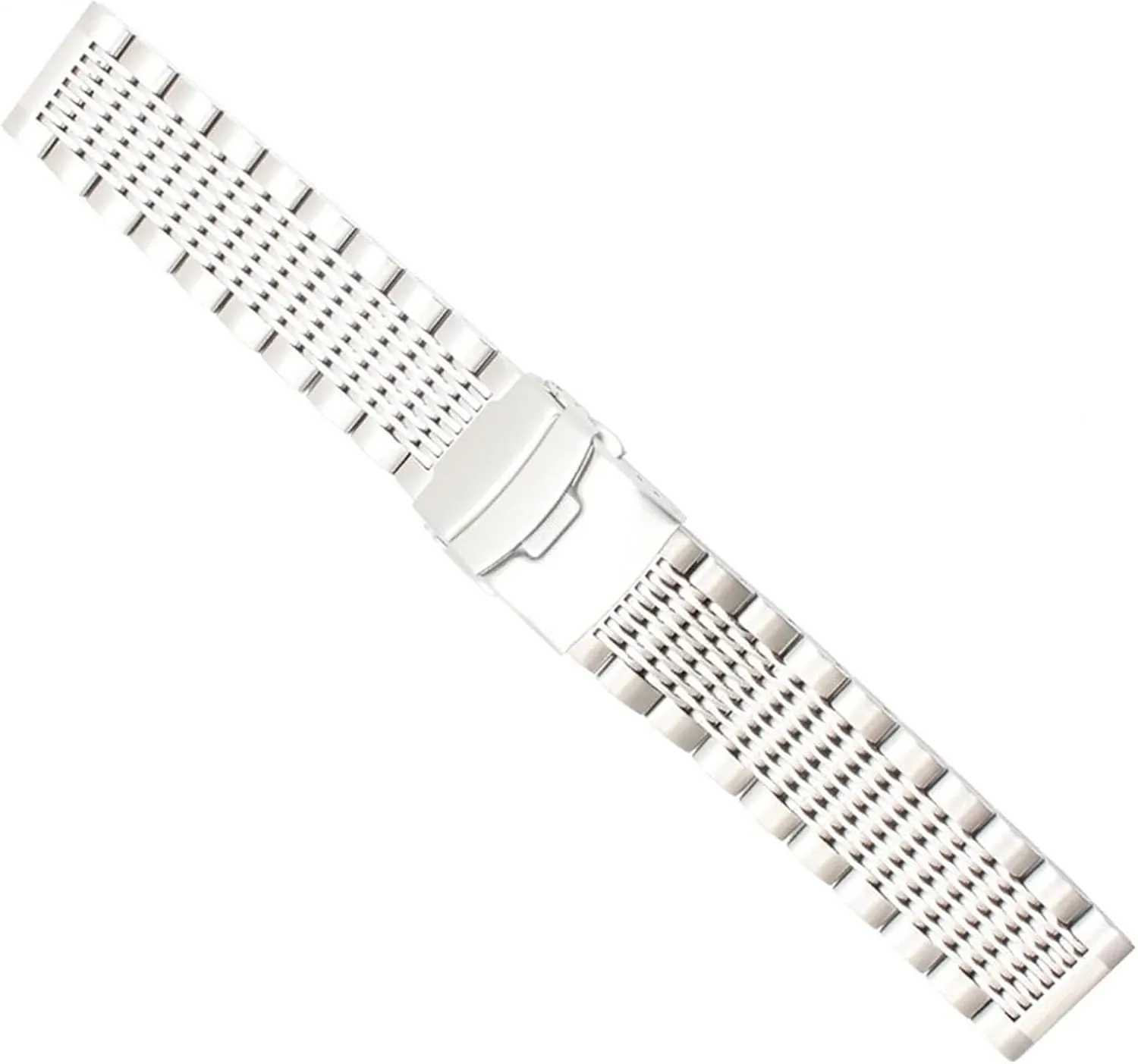 316L indigent gorge someday suspender undertake manageable Stainless Steel Watches Strap Solid Metal Watch Band Bracelet with Double Insurance Brushed Buckle Mens 