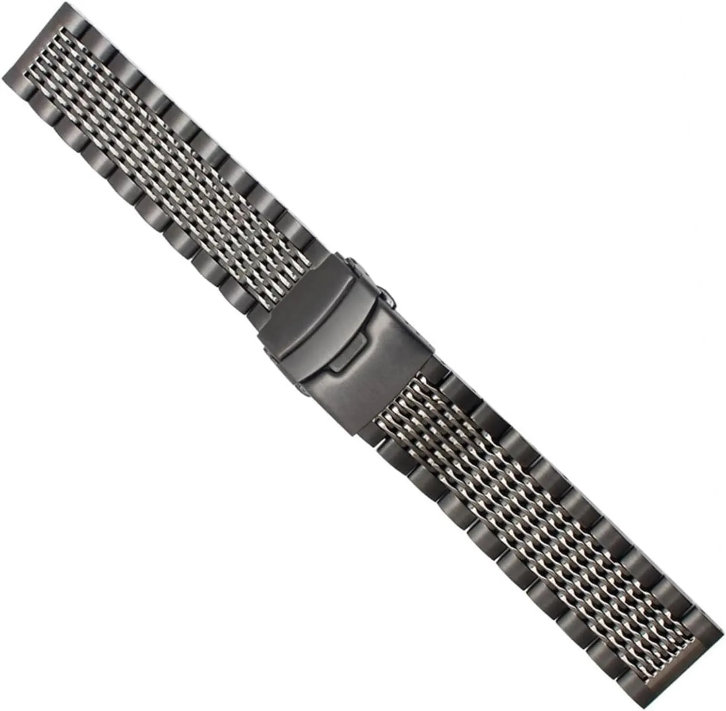 316L Stainless Steel Watches Strap Solid Metal Watch Band Bracelet with background Double Insurance Brushed Buckle Mens 