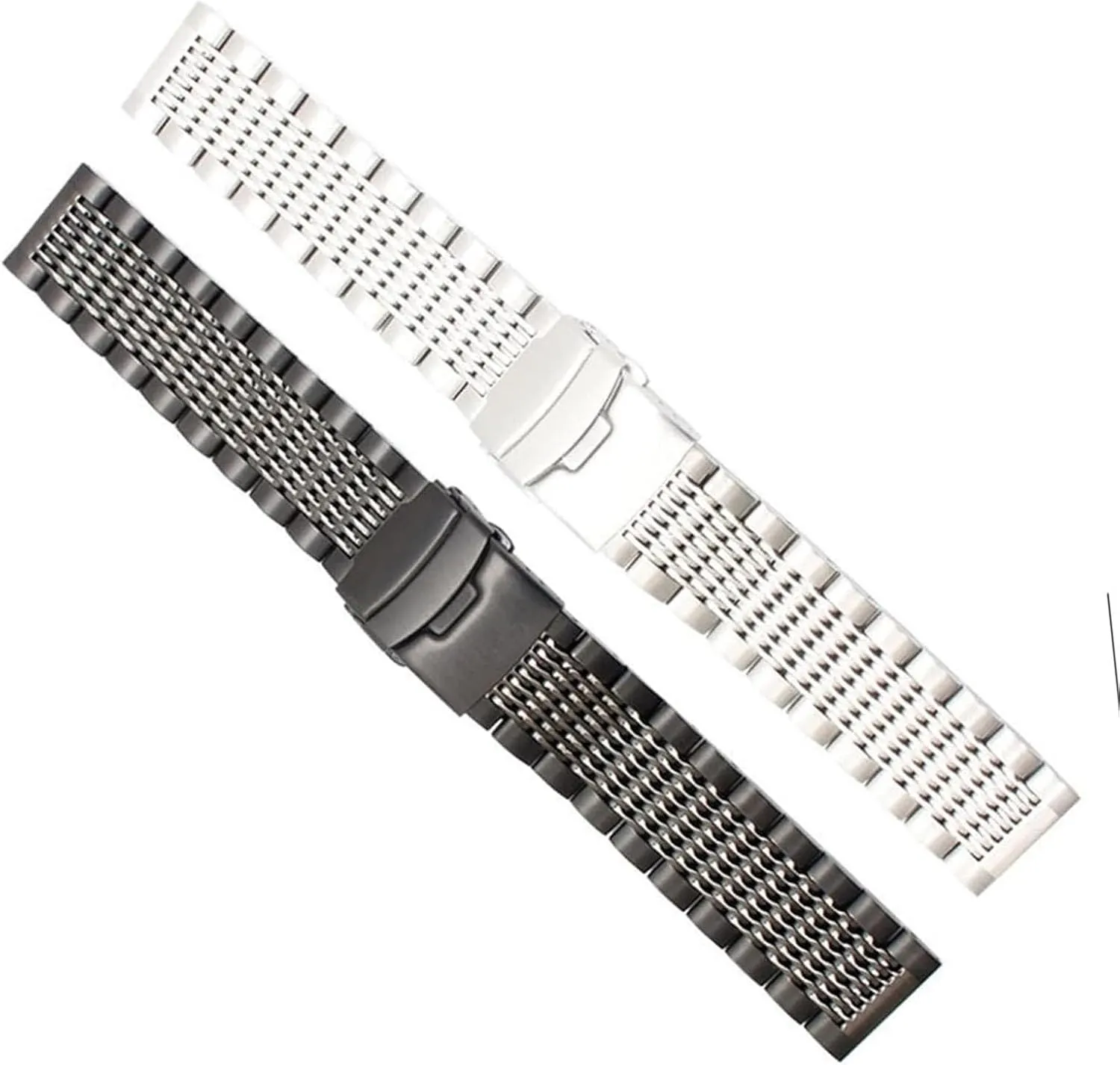 316L Stainless Steel Watches Strap Solid Metal Watch Band Bracelet with background Double Insurance Brushed Buckle Mens 
