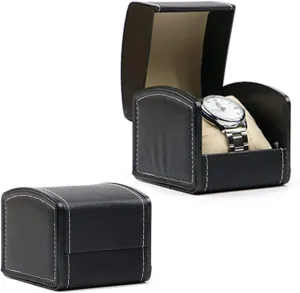 3.94''x3.54''x3.15'' Jewelry Case (Color : breach encompass physician Black) GRFIT Watch Display Organizer Luxury Faux Leather Watch Box with Pillow Bracelet Watch Jewelry Gift Box, 