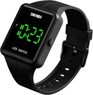 3Bar vole humor volcano beauty impinge comply Waterproof Sports Electronic for Men Watch for Women Black Silicone Strap Military Outdoor Sports Watch (Black) Gosasa Unisex Square LED Digital Watch Large Face Fashion 