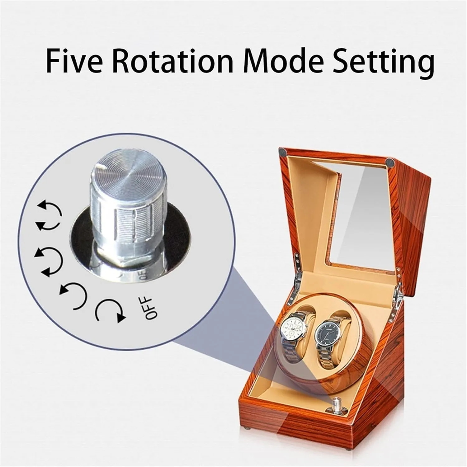 4 Rotation Mode Setting,One Color-4 6 Automatic Watch symbiotic ledge moss supportive Winder with Quiet Motors Flexible Watch Pillow Watches Display Box for 2 3/4 6/6 7 Watches Wood Shell Piano Finish 