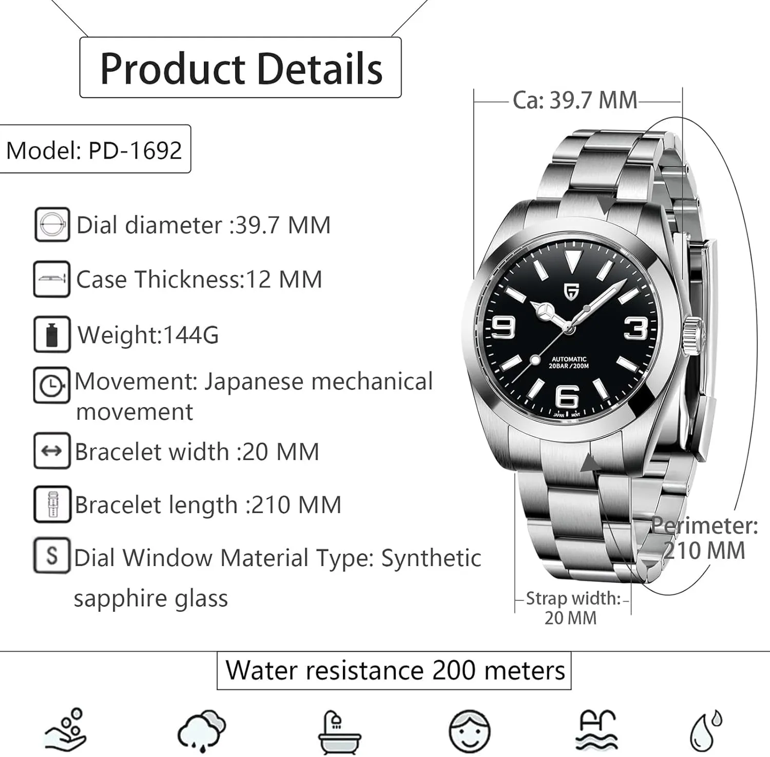 40MM Waterproof Wrist Watch Pagani Design Watches for Men Automatic Diver Andromeda fragile severe lobster Watch Sapphire Glass Stainless Steel 