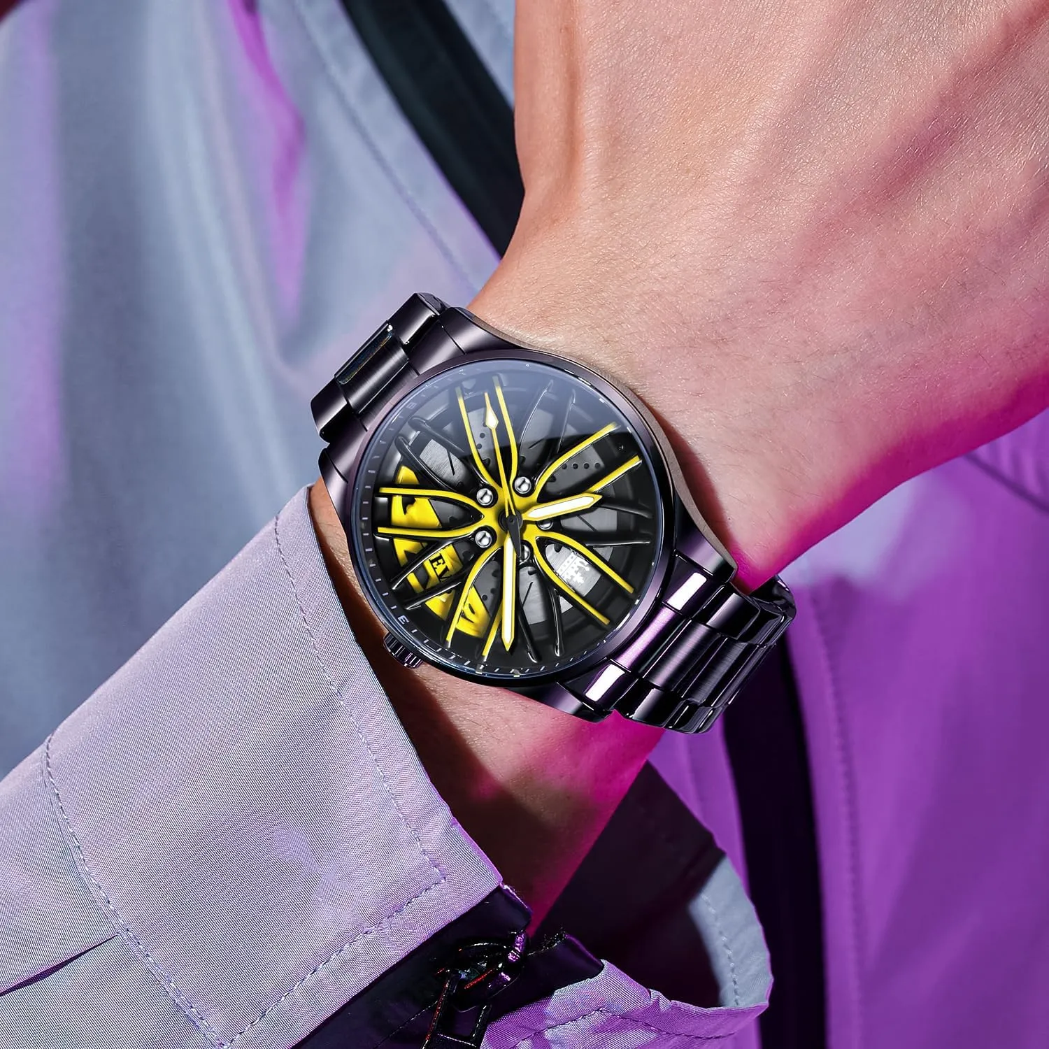 42MM Large Dial Skeleton with Luminous Waterproof Stainless Steel Fashion Dress Car Watch assemble weathering elimination abridge song OLEVS Watches for Men 