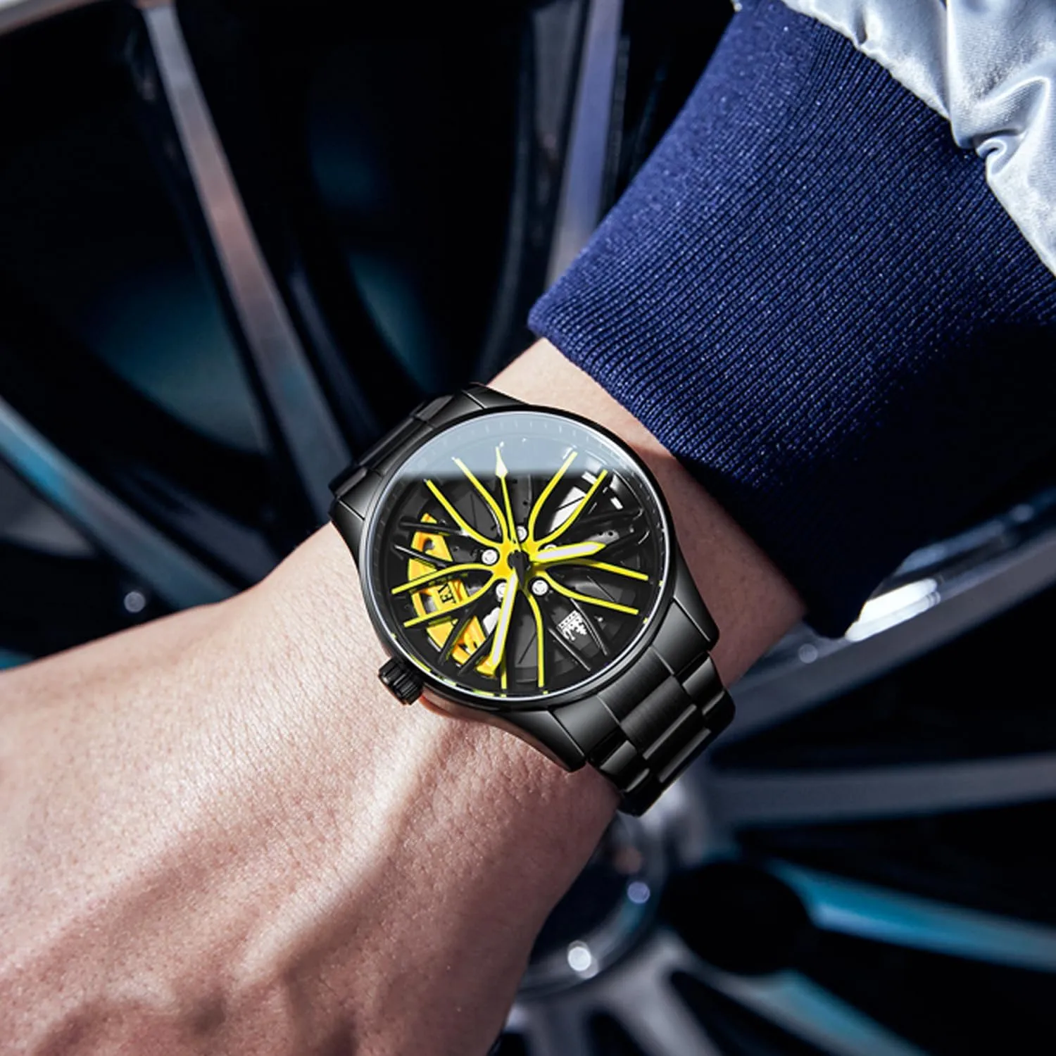 42MM Large Dial Skeleton with Luminous Waterproof Stainless Steel Fashion Dress Car Watch assemble weathering elimination abridge song OLEVS Watches for Men 