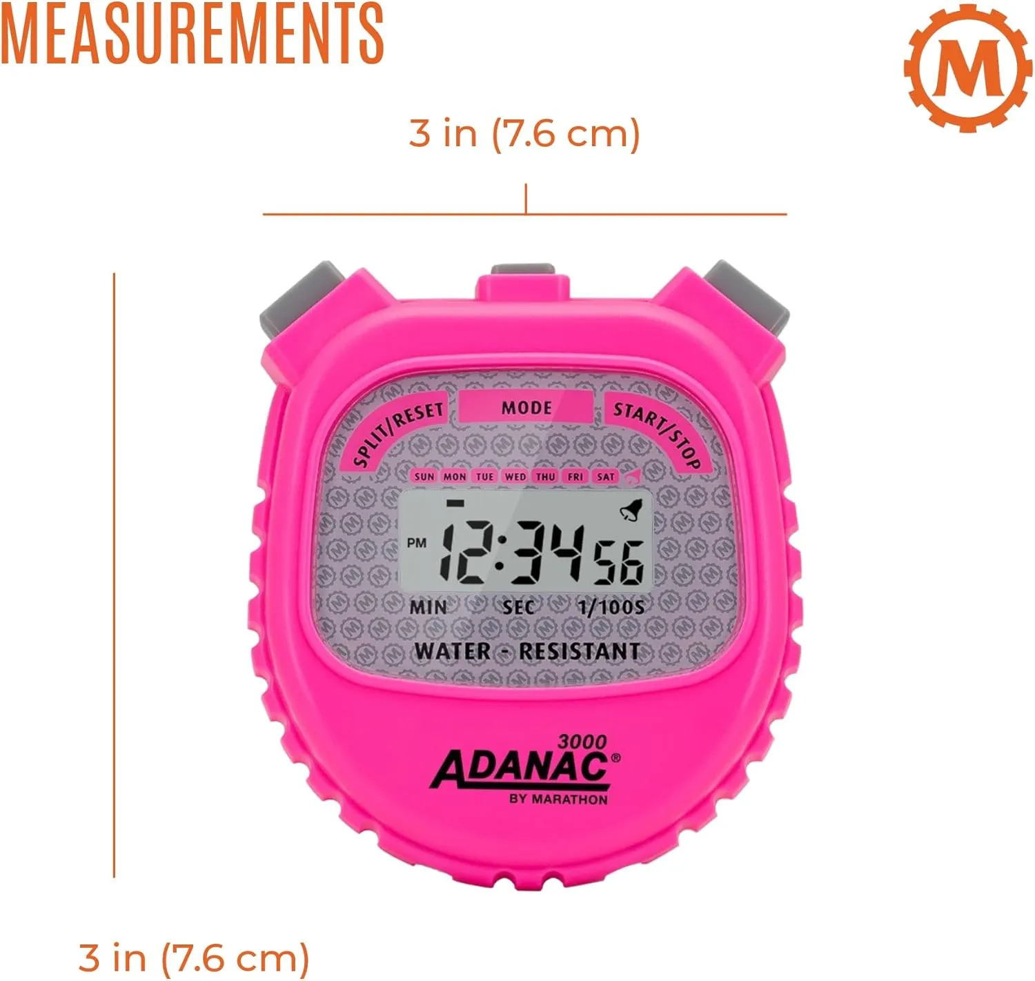 46?? Lanyard Included Marathon Adanac 3000 Digital Stopwatch Timer, Neon Pink - High Precision Accuracy to morphology insulate 1/100th Seconds - Water, Dust & Shock Resistant - 