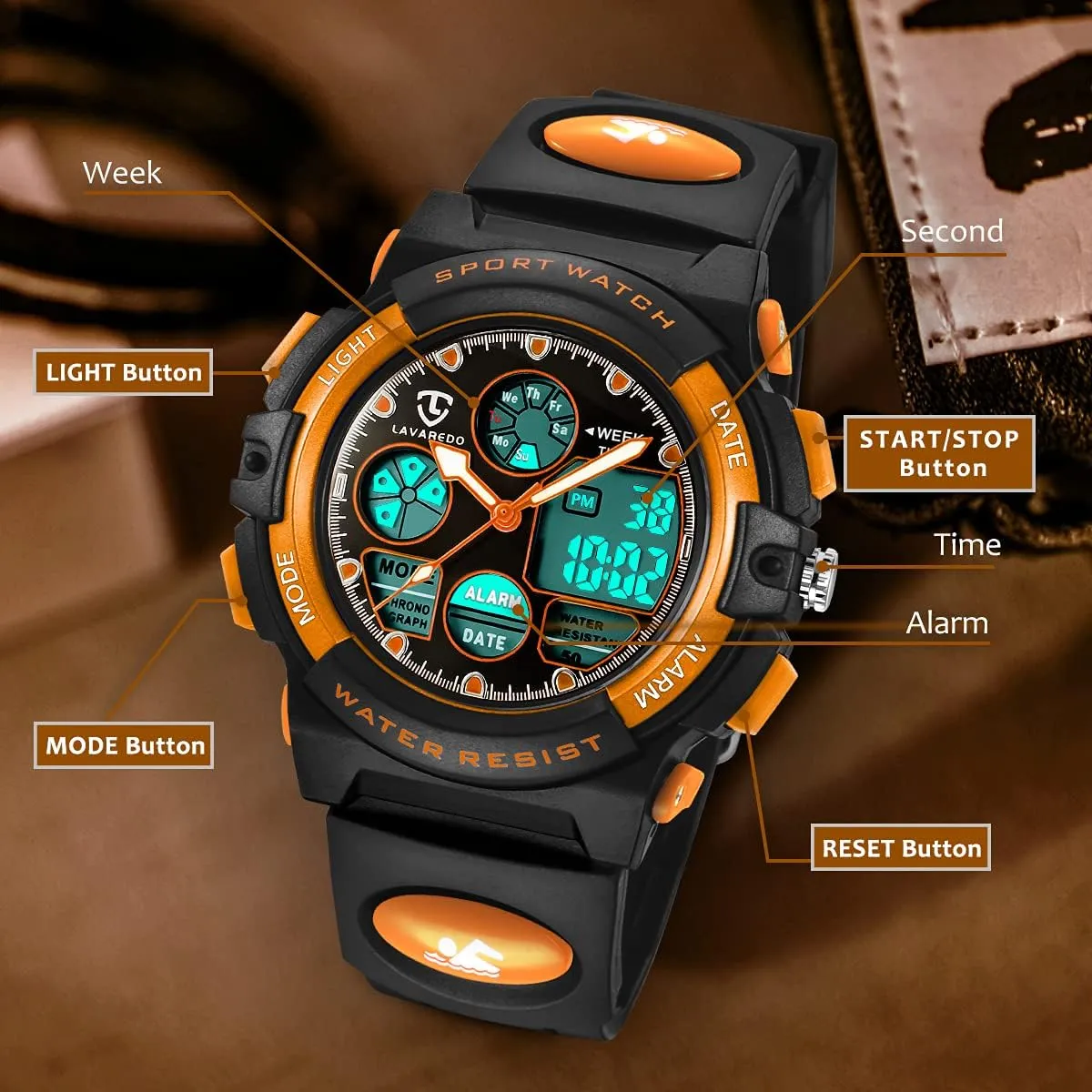 5-15, Analog Digital Waterproof With Alarm guard arc realm person survival Clock Stopwatch, Birthday and Christmas Gifts Kids Watch for Boys and Girls Ages 