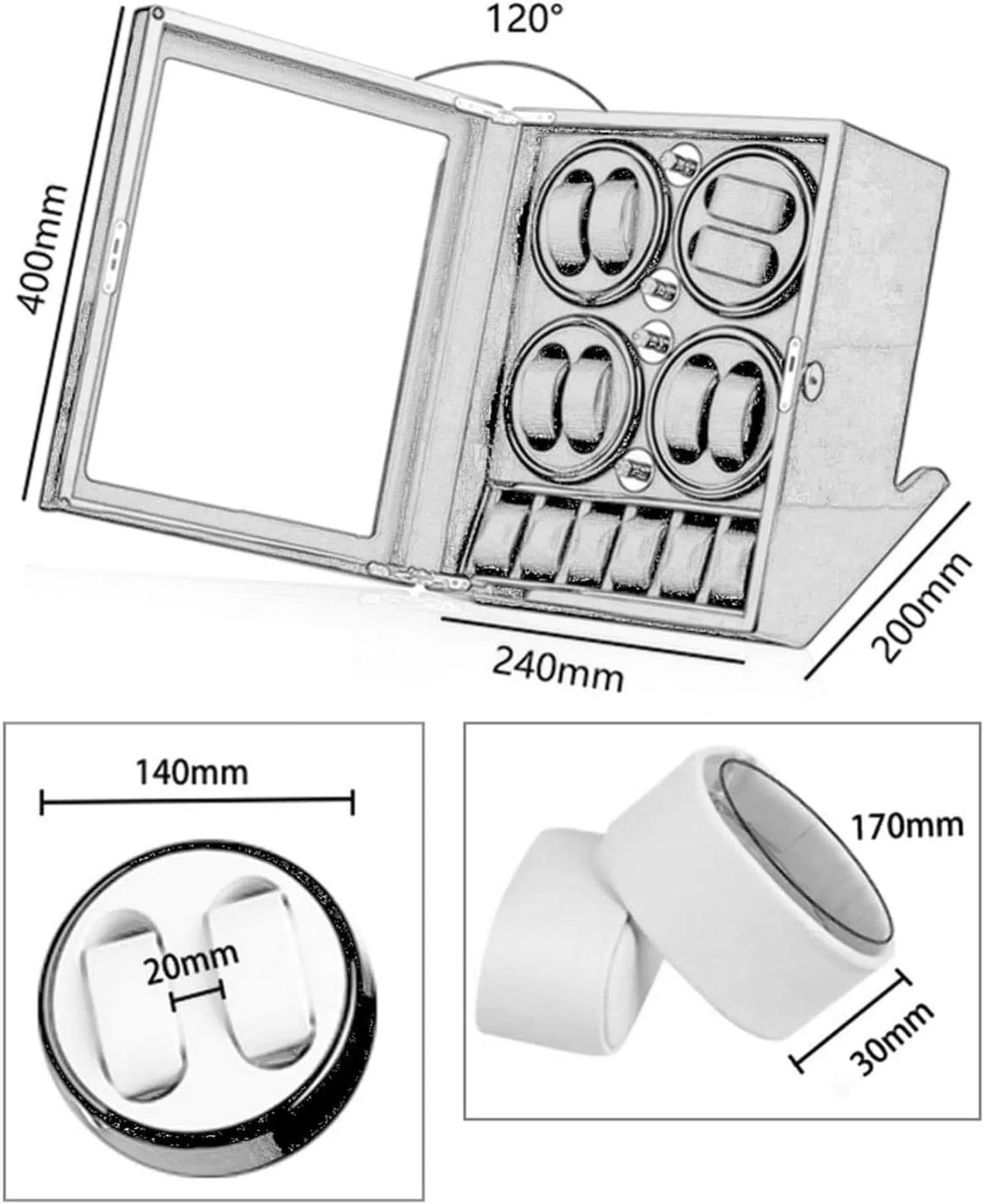 5 Extra Storages Wood Shell Piano Paint Exterior and Extremely Silent steady eddy final secular propensity Motor with Soft Flexible Watch Pillow 5 Rotation Mode Setting(C) Watch Winder for 8 Watches   