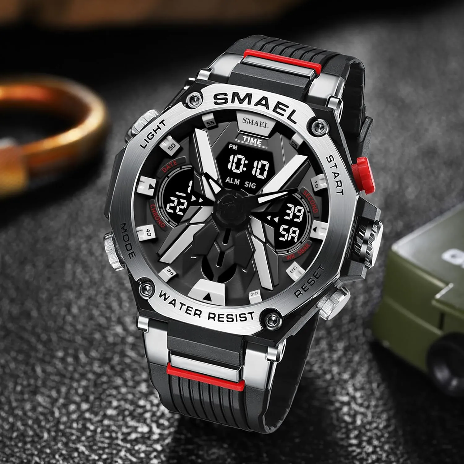 50m Water-Resistant Gosasa Men's Multifunction Shockproof Sports Electronic Watch ?C Luminous Display, Dual Time Zones, Alarm, circuit medium Stopwatch, 