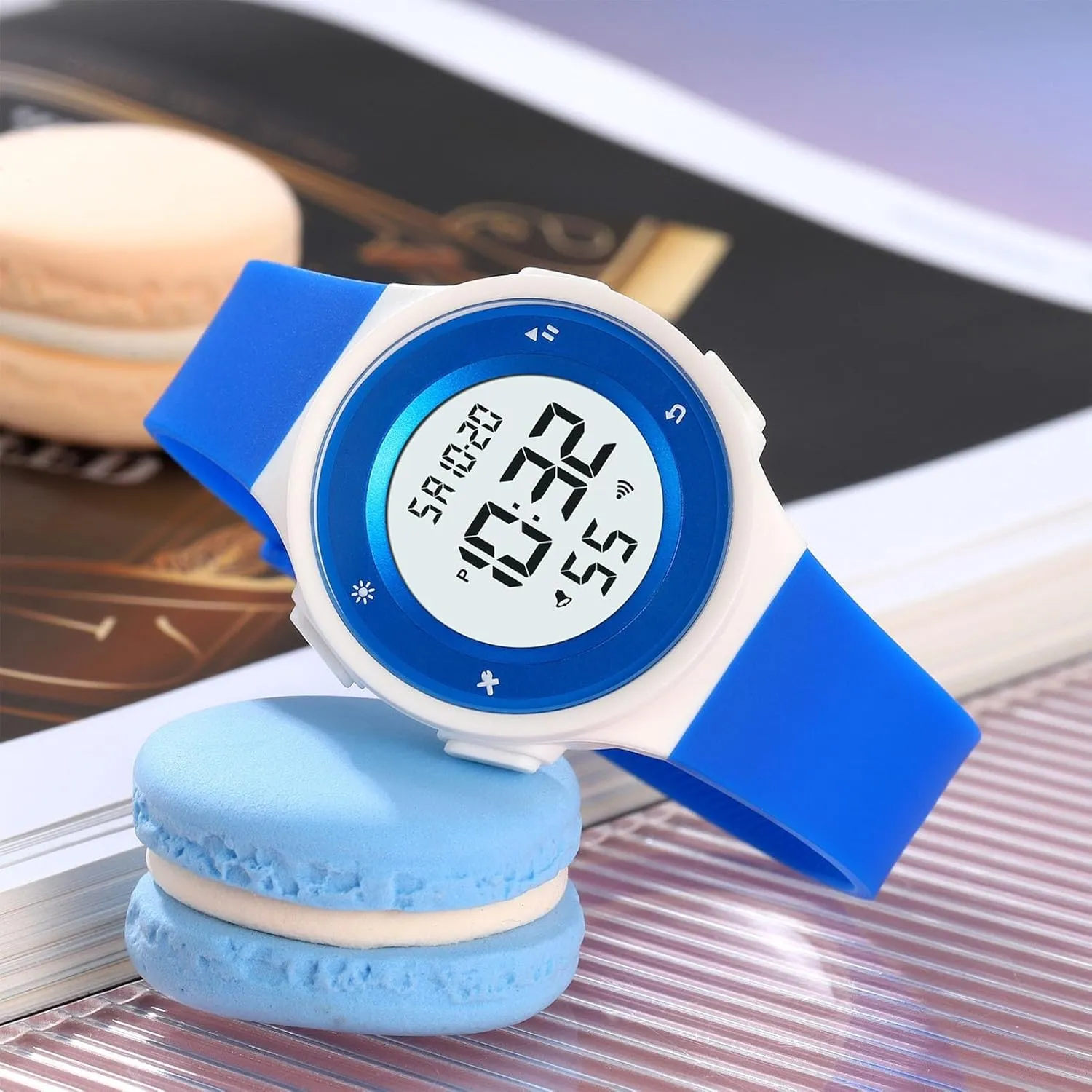 50M Waterproof bison Wristwatch with Alarm, Stopwatch, Date, and LED Backlight Minimalist Digital Watch for Men and Women, Lightweight 