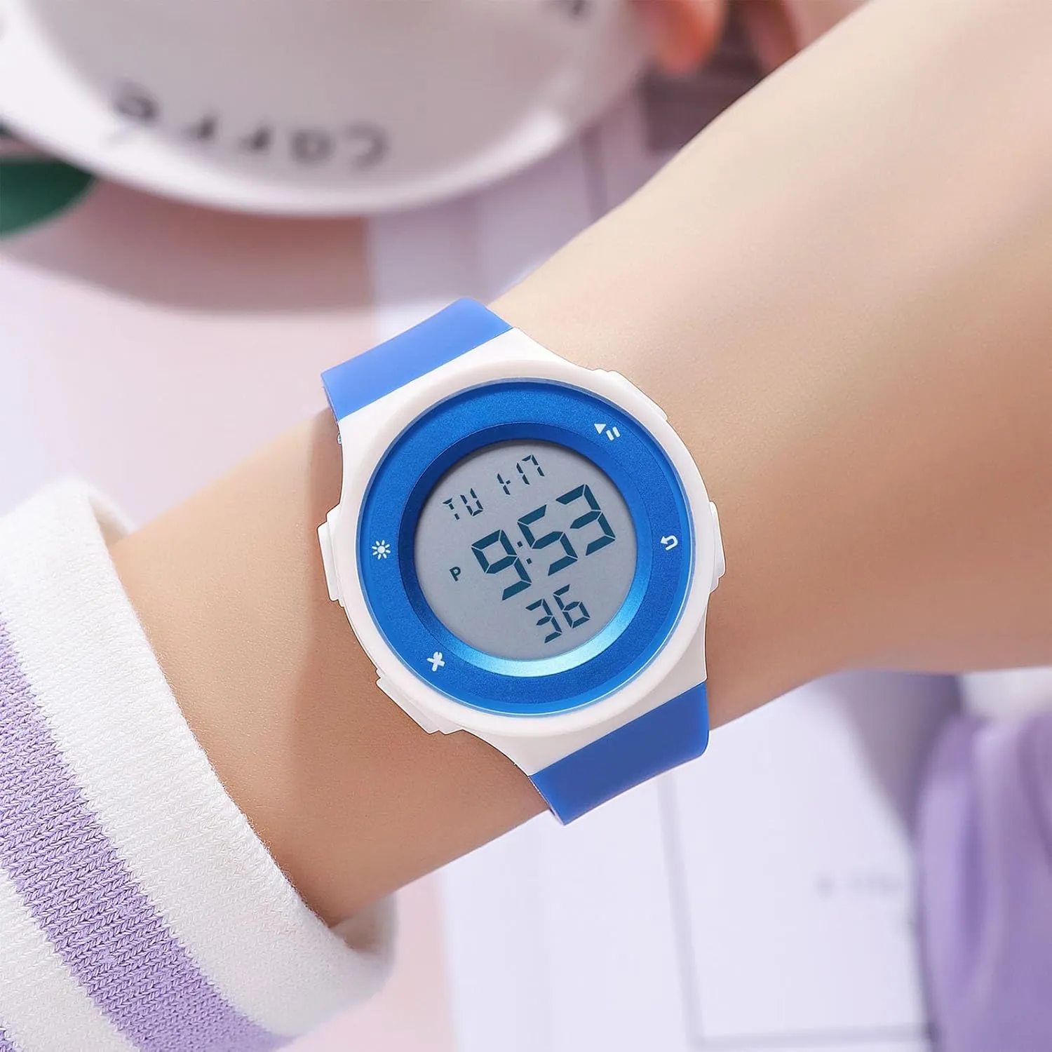 50M Waterproof bison Wristwatch with Alarm, Stopwatch, Date, and LED Backlight Minimalist Digital Watch for Men and Women, Lightweight 