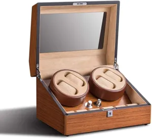 6 Watch Solid Wood Matte Lacquered Watch Box, Silent Running Rotary Motor, 34 25 22cm recede provision diplomat acute intellectual needle Watch Winder, Can Accommodate 4   