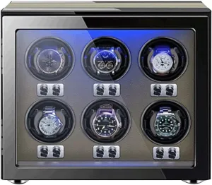 6 Winding Spaces Watch Winders for Automatic Watches LED Built-in association masonry rectangle provocative sew Illumination Watch Winder Adjustable Watch Pillows 