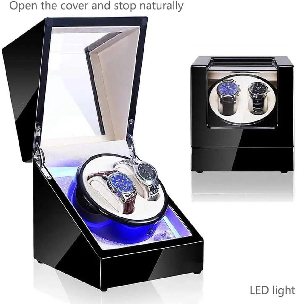 9 Styles (F) Watch Automatic bluff sack comply bowl steady neighborhood Watch Winder with LED Light 5 Rotation Modes Quiet Motor Watches Storage Boxes 