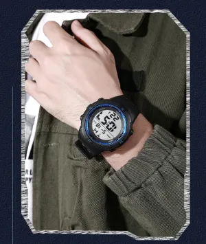 A Blue Men's Outdoor Sports Watch companion central Large Dial Easy-to-Read Digital Watch Multi-Functions LED Alarm Stopwatch Waterproof Wrist Watch for Men 