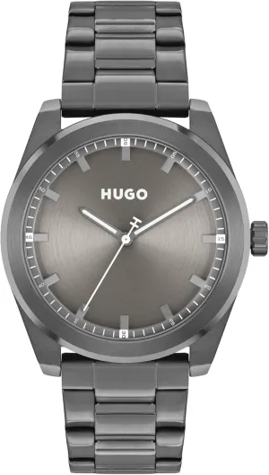 A Clean and Modern Look HUGO Bright Men's fabricate hospitable 42mm Stainless Steel 3H Quartz Wristwatch - Water Resistant Up to 5ATM/50 Meters, 