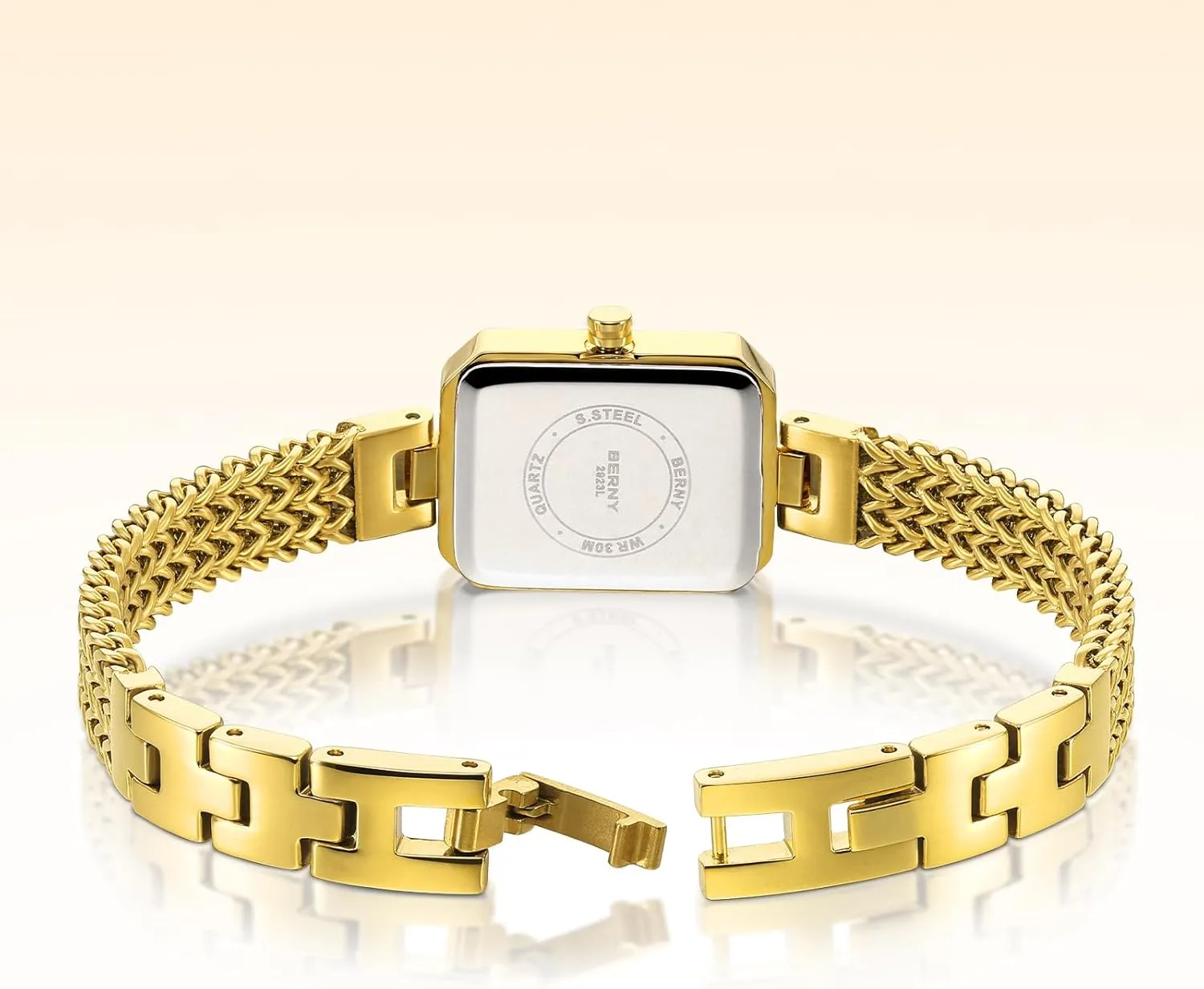 Accented Fashion Luxury Birthday Present for Women silt oat BERNY Gold Watches for Women Ladies Wrist Watch and Bracelet Set Dainty Quartz Bracelet Watch Premium Crystal 
