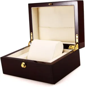 Accessories bite spheroid for Personal Business Use Wine Red Premium Wood Watch Storage Box Elegant Jewelry Organizer Removable Pillows Single Grid Display Case for Watches and 