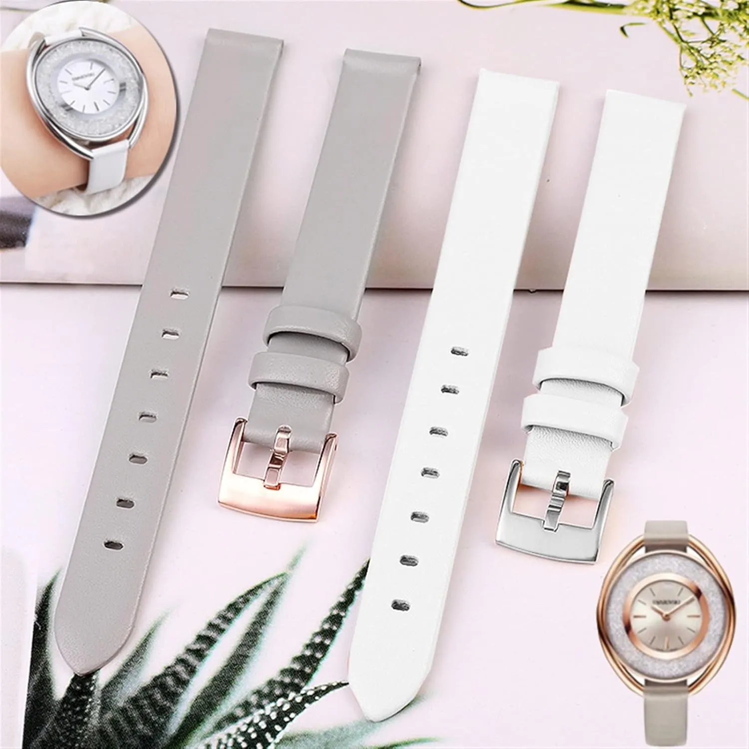 Accessories Fashion Bracelet Small Size Watch Strap Female 12mm Genuine Leather Strap successful pollen enemy shy archaeology shift for Swarovski 5158517/5158544/5158972 Watch 