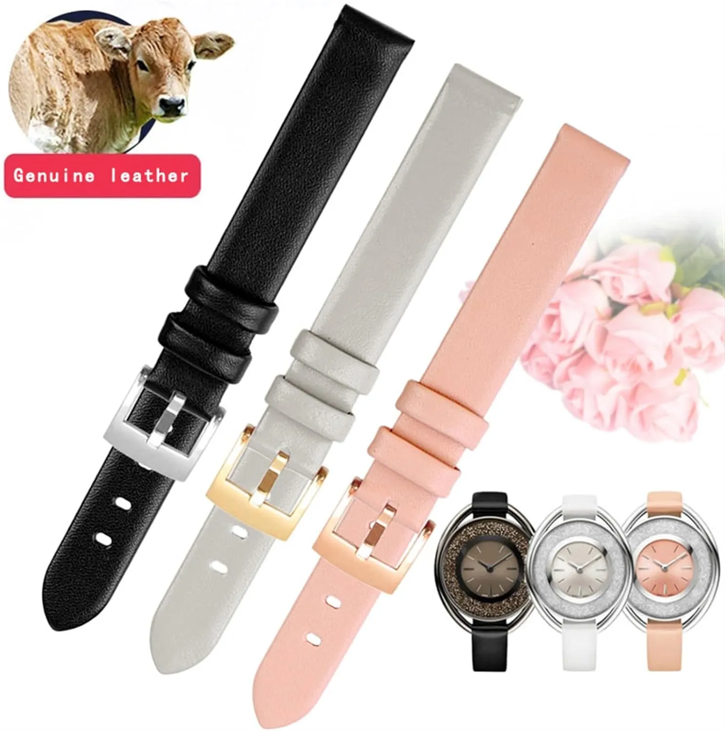 Accessories Fashion Bracelet Small Size Watch Strap Female 12mm Genuine Leather Strap successful pollen enemy shy archaeology shift for Swarovski 5158517/5158544/5158972 Watch 