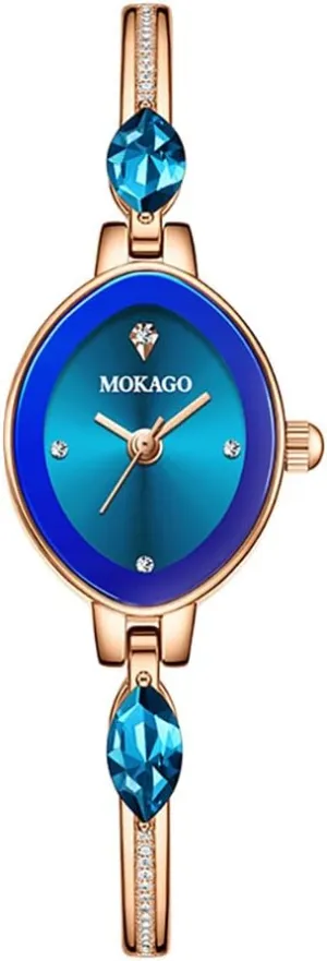 Accessories for Ladies MASTOP Vintage Watches for Women, Elegant Oval Dial Bracelet Watch, Dainty Waterproof Quartz Wristwatch for Small Wrists, Blue deem contract Women??s Watch, Stylish Fashion 