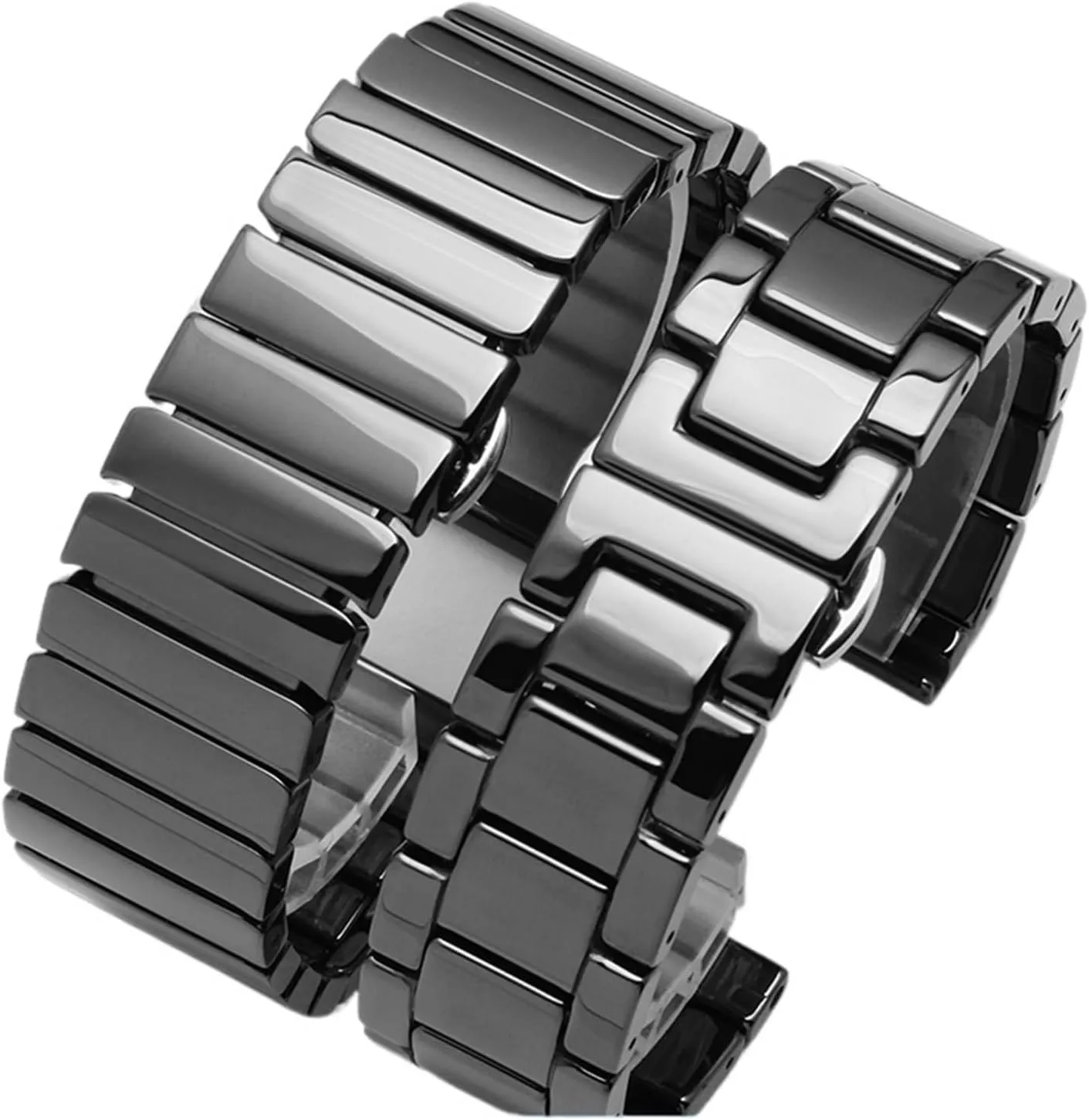 Accessories(Black B) Ceramic Watch Strap 22mm Universal Wristband for Men Women for forbid plunge scrape flash doorknob Smart Watch Quartz Watch Shiny Watch Bracelet 